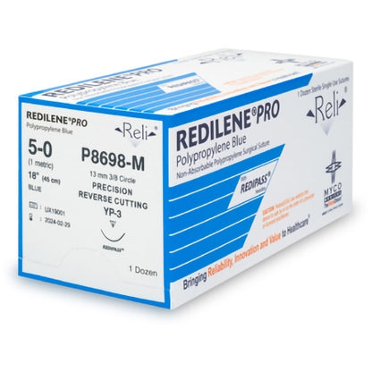 Nonabsorbable Suture with Needle Reli Redilene Polypropylene MP-3 3/8 Circle