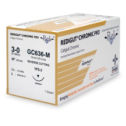 Absorbable Suture with Needle Reli Chromic Gut MFFS-2 3/8 Circle Reverse Cutting Needle Size