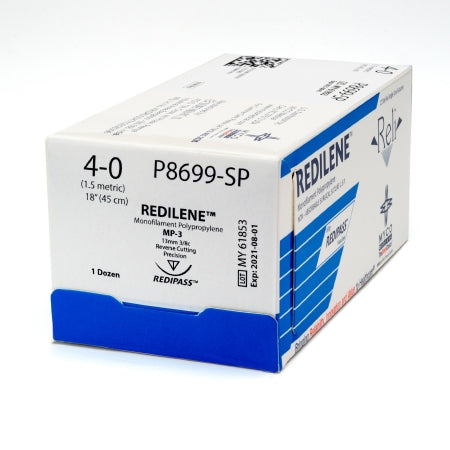 Nonabsorbable Suture with Needle Reli Redilene Polypropylene MP-3 3/8 Circle