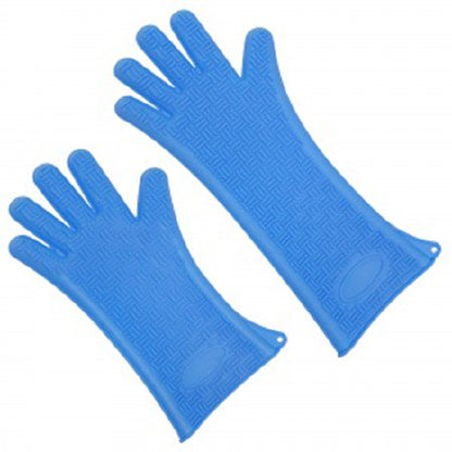 Heat Resistant Glove Silicone Heat Glove One Size Fits Most Silicone Blue
