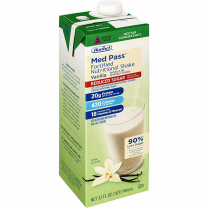 Med Pass Reduced Sugar Vanilla High Calorie Oral Supplement Liquid 32 oz Carton