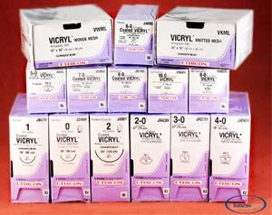 Absorbable Suture with Needle Coated Vicryl Polyglactin 910 CP-1 1/2 Circle Reverse Cutting Needle Size