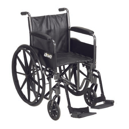 Wheelchair drive Silver Sport 2 Dual Axle Desk Length Arm Swing-Away Footrest Black Upholstery 20 Inch Seat Width Adult 350 lbs. Weight Capacity