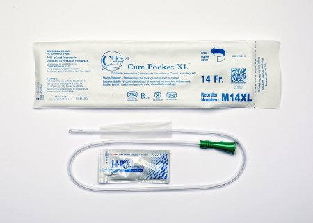 Urethral Catheter Cure Medical Pocket Catheter Straight Tip Uncoated PVC 14 Fr. 25 Inch