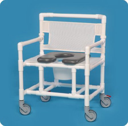 Shower Chair ipu Fixed Arms PVC Frame Mesh Backrest 31 Inch Seat Width 500 lbs. Weight Capacity