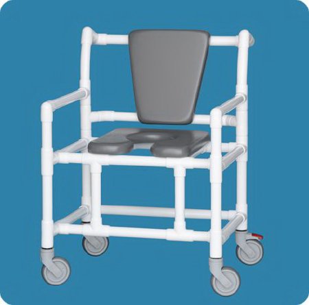 Shower Chair ipu Fixed Arms PVC Frame Mesh Backrest 31 Inch Seat Width 500 lbs. Weight Capacity