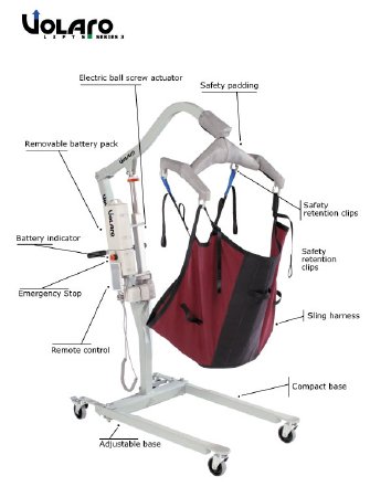 Full Body Patient Lift Volaro Series 400 lbs. Weight Capacity Battery Powered