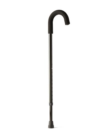 Round Handle Cane Medline Aluminum 30 to 38 Inch Height Black