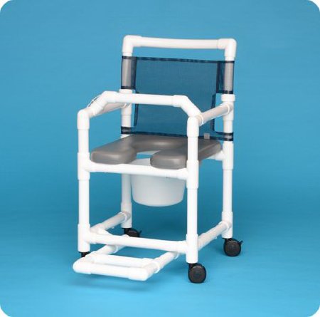 Commode / Shower Chair ipu Fixed Arms PVC Frame Mesh Backrest 20-1/2 Inch Seat Width 300 lbs. Weight Capacity