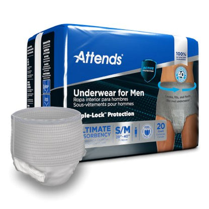 Male Adult Absorbent Underwear Attends For Men Pull On with Tear Away Seams Small / Medium Disposable Heavy Absorbency