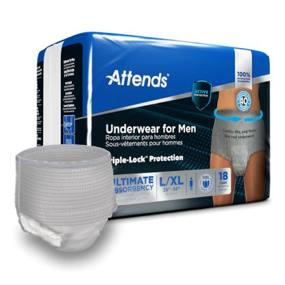 Male Adult Absorbent Underwear Attends For Men Pull On with Tear Away Seams Small / Medium Disposable Heavy Absorbency