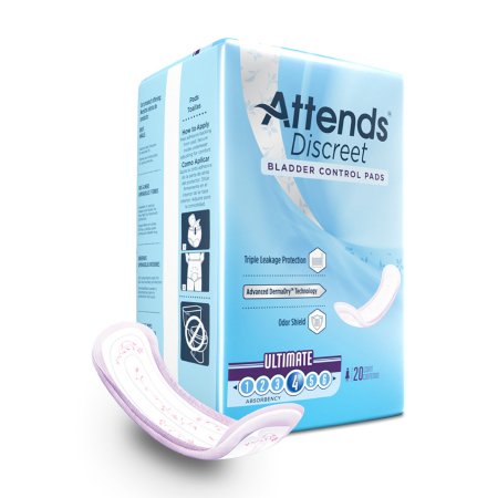 Bladder Control Pad Attends Discreet 14-1/2 Inch Length Moderate Absorbency Polymer Core One Size Fits Most