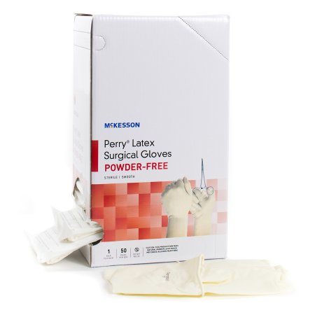 Surgical Glove McKesson Perry Performance Plus  Sterile Latex Standard Cuff Length Smooth Cream Not Chemo Approved