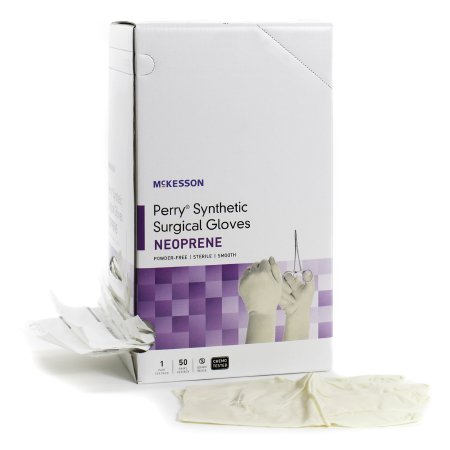 Surgical Glove McKesson Perry Synthetic Surgical Gloves Size 9 Sterile Polychloroprene Standard Cuff Length Smooth Cream Chemo Tested