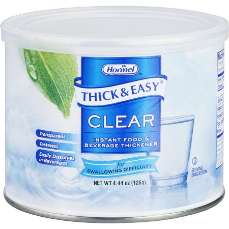 Food and Beverage Thickener Thick & Easy Clear 4.4 oz. Canister Unflavored Powder IDDSI Level 2 Mildly Thick