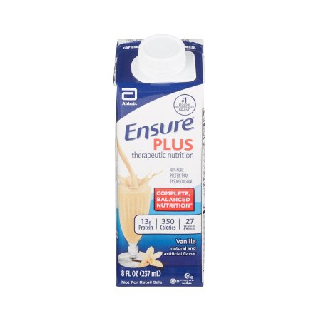 Oral Supplement Ensure Plus Therapeutic Nutrition Vanilla