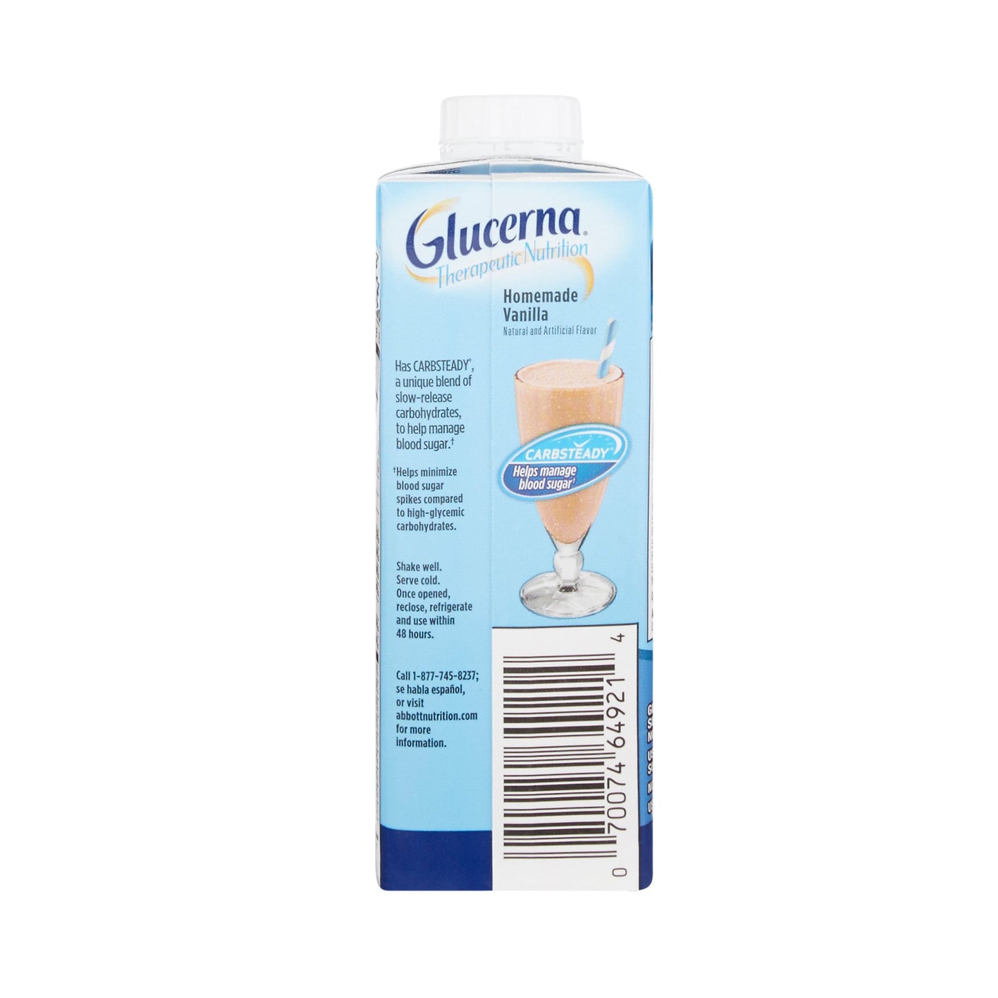 Glucerna Therapeutic Nutrition Shake Vanilla Oral Supplement 8 oz Carton for Blood Sugar Management