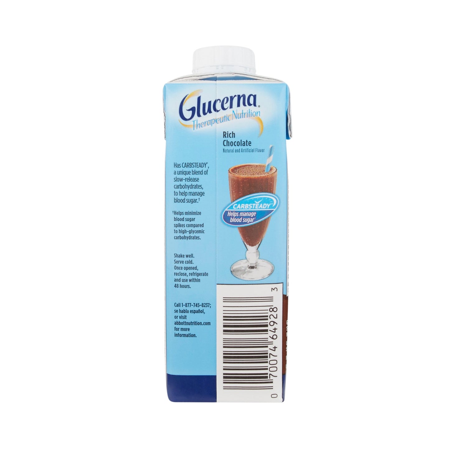 Glucerna Therapeutic Nutrition Shake Rich Chocolate Oral Supplement 8 oz Carton for Blood Sugar Management