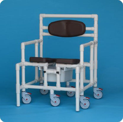 Shower Chair Elite Fixed Arms PVC Frame With Backrest 21 Inch Seat Width