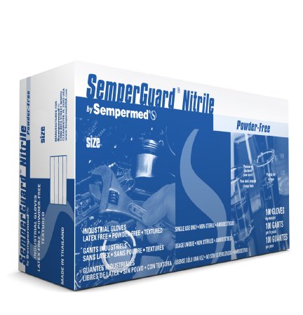 General Purpose Glove SemperGuard Nitrile Blue 9.4 Inch Beaded Cuff NonSterile