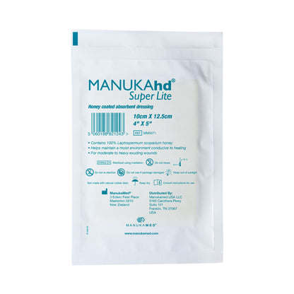 MANUKAhd Super Lite Manuka Honey Wound Dressing 4 x 5 Inch Sterile