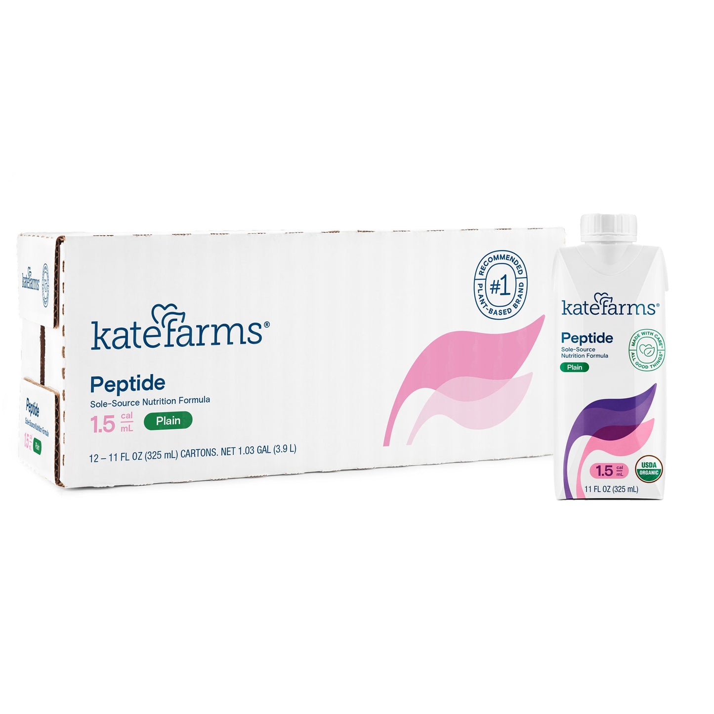 Kate Farms Peptide 1.5 Plain Flavor Liquid 11 oz Carton Plant-Based Supplement