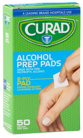 Alcohol Prep Pad Curad 70% Strength Isopropyl Alcohol Individual Packet Medium Sterile