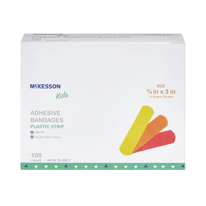 McKesson Kids Adhesive Strip – Neon 3/4 x 3 Inch