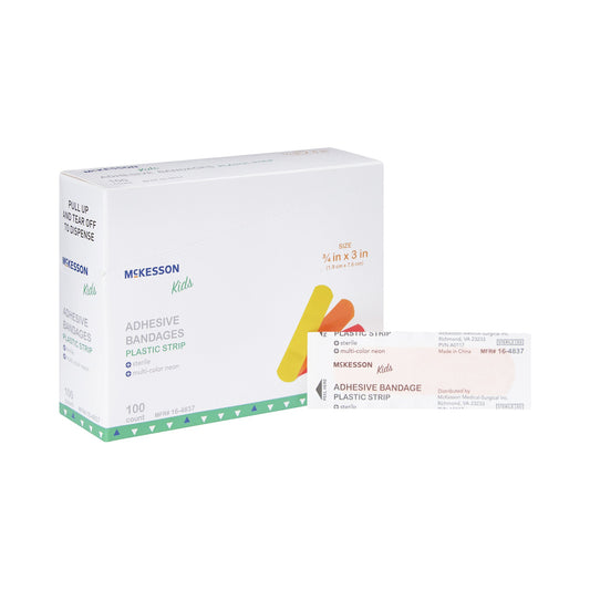 McKesson Kids Adhesive Strip – Neon 3/4 x 3 Inch