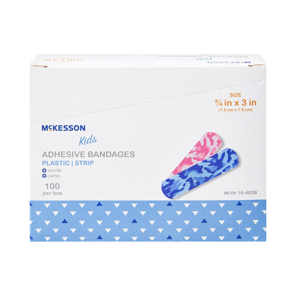McKesson Kids Adhesive Strip – Blue / Pink Camo 3/4 x 3 Inch