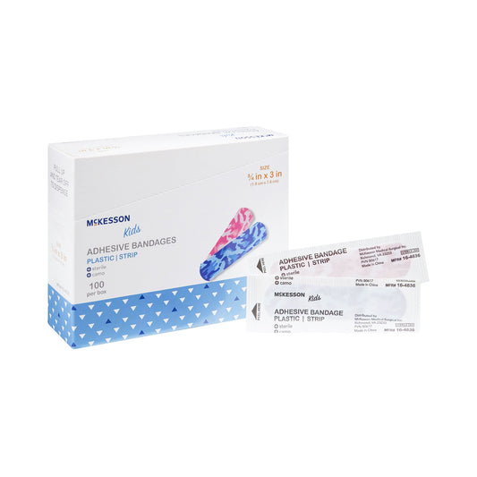 McKesson Kids Adhesive Strip – Blue / Pink Camo 3/4 x 3 Inch