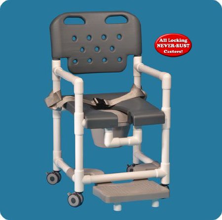 Commode / Shower Chair Elite Fixed Arms PVC Frame With Backrest