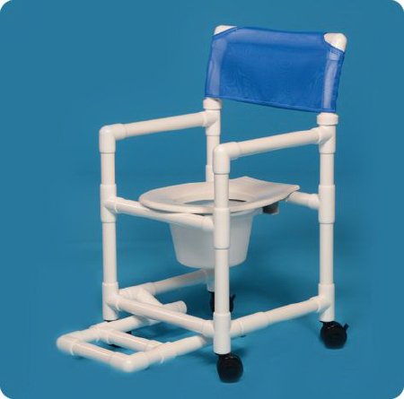 Commode / Shower Chair ipu Fixed Arms PVC Frame Mesh Backrest 20-1/2 Inch Seat Width 300 lbs. Weight Capacity