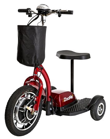 3 Wheel Electric Scooter ZooMe 300 lbs. Weight Capacity Red