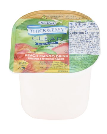 Thickened Beverage Thick & Easy Clear 4 oz. Portion Cup Peach Mango Flavor Liquid IDDSI Level 3 Moderately Thick/Liquidized