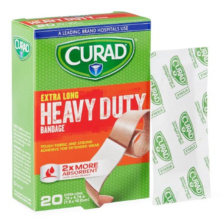 Adhesive Strip Curad QuickStop!, Extreme Hold, Heavy, Metal, Comfort Fabric Rectangle Tan Sterile