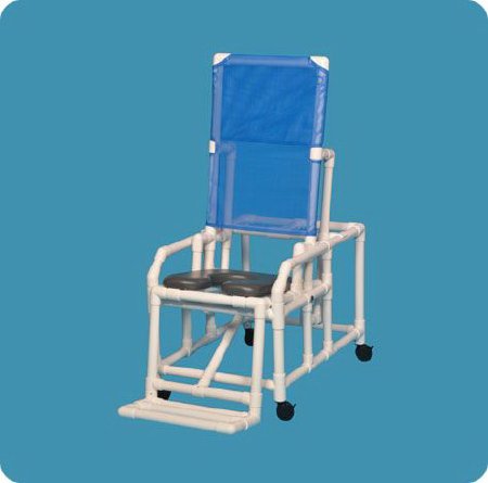 Shower Chair ipu Easy Tilt Fixed Arms PVC Frame Reclining Mesh Backrest 26 Inch Seat Width 300 lbs. Weight Capacity
