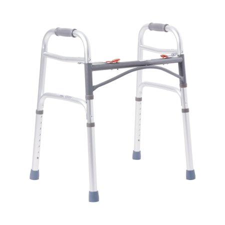 Dual Release Folding Walker Adjustable Height McKesson Aluminum Frame 350 lbs. Weight Capacity 25 to 32 Inch Height