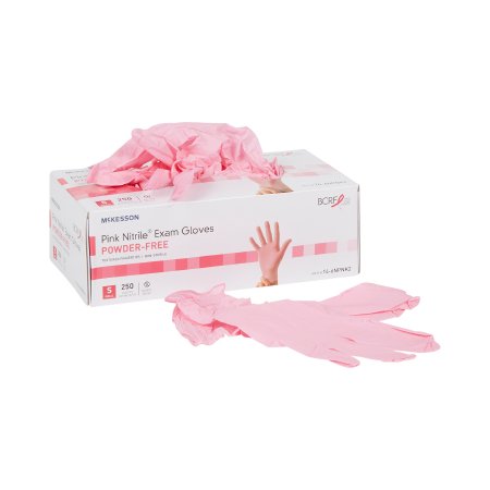 Exam Glove McKesson Pink Nitrile NonSterile Nitrile Standard Cuff Length Textured Fingertips Pink Not Rated