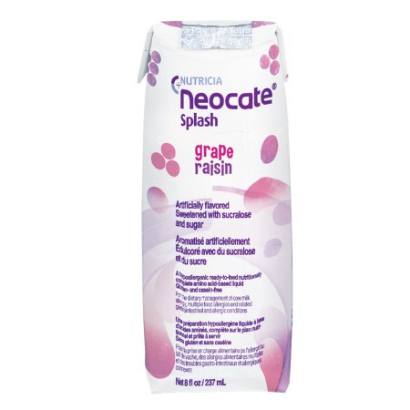 Pediatric Oral Supplement Neocate Splash Grape Flavor 8 oz. Carton Liquid Amino Acid Food Allergies