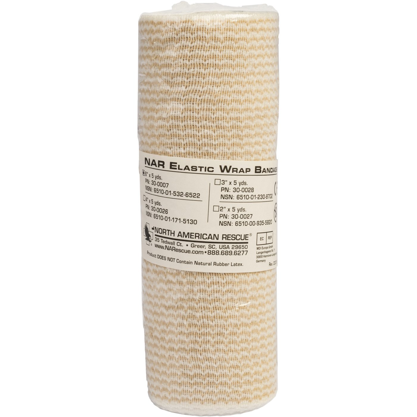 NAR Elastic Bandage – 6 Inch x 5 Yard, Hook and Loop Closure, Medium Compression