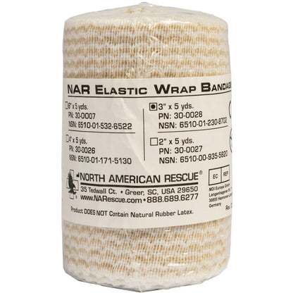 NAR Elastic Bandage – 3 Inch x 5 Yard, Hook and Loop Closure, Medium Compression