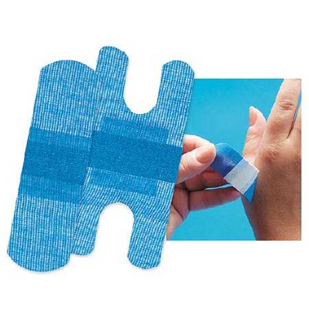 Metal Detectable Adhesive Strip American White Cross Fabric Rectangle Blue, Fabric Knuckle, Plastic Rectangle, Metal/Fabric/Plastic Sterile