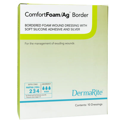 Silver Foam Dressing ComfortFoam/Ag Border – 6 x 6 Inch Square, Sterile