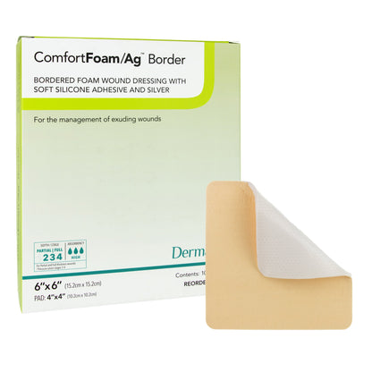 Silver Foam Dressing ComfortFoam/Ag Border – 6 x 6 Inch Square, Sterile