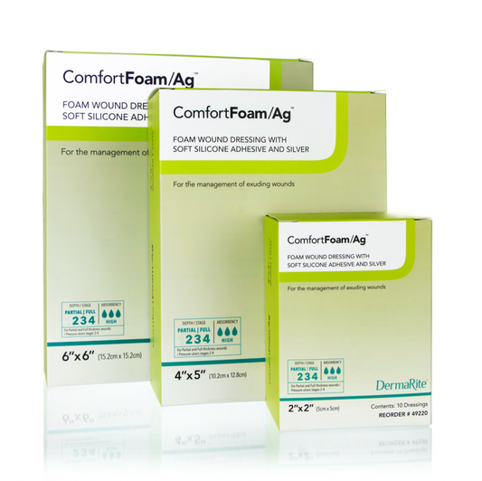 Silver Foam Dressing ComfortFoam/Ag – 6 x 6 Inch Square, Sterile