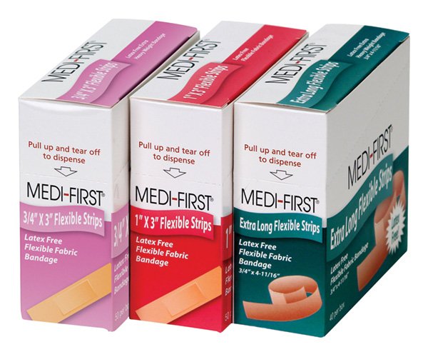 Adhesive Strip Medi-First Fabric Tan – 3/4 x 4-11/16 Inch, Sterile