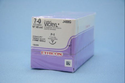 Absorbable Suture with Needle Coated Vicryl Polyglactin 910 P-1 3/8 Circle Precision Reverse Cutting Needle Size