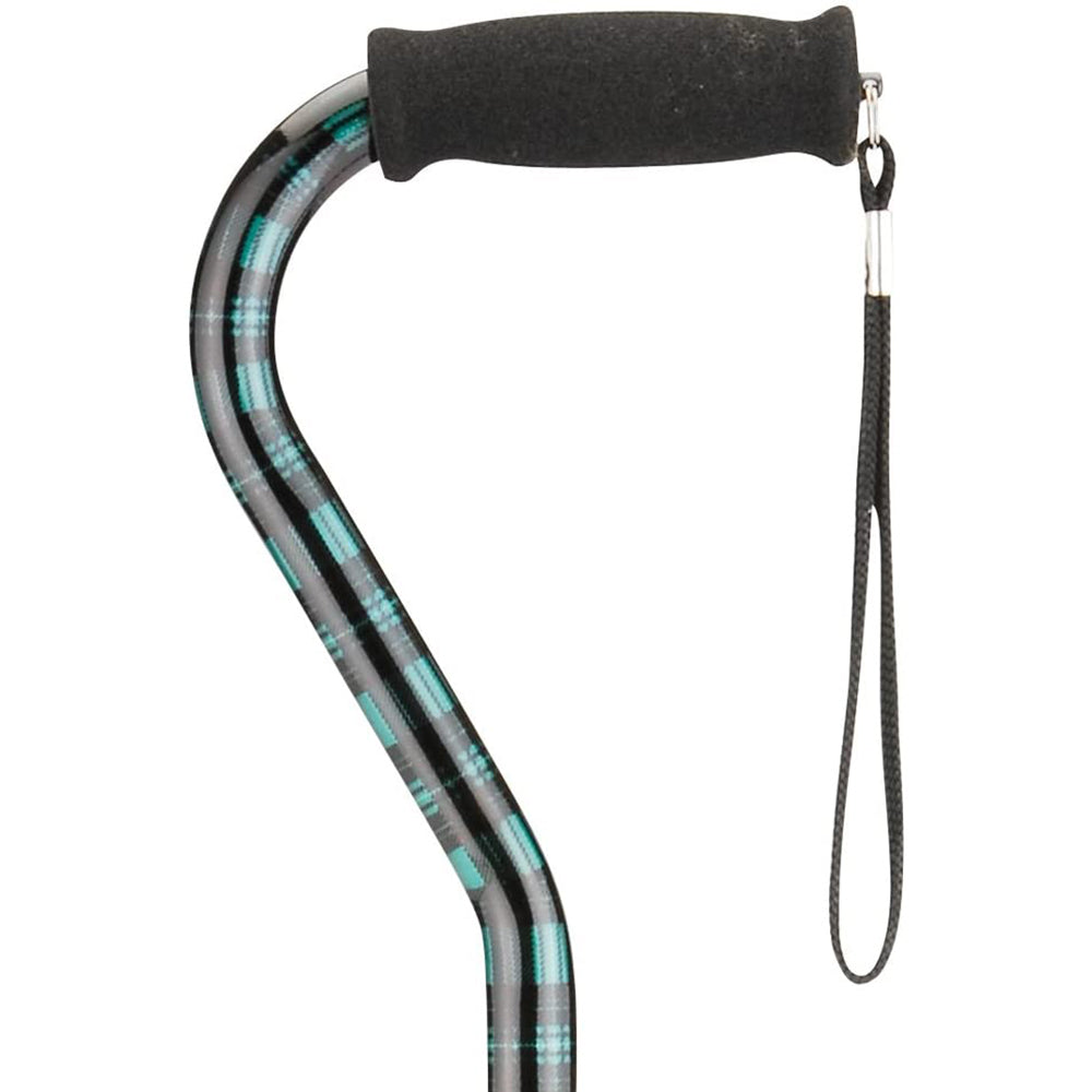 Cane with Offset Handle and Carrying Strap