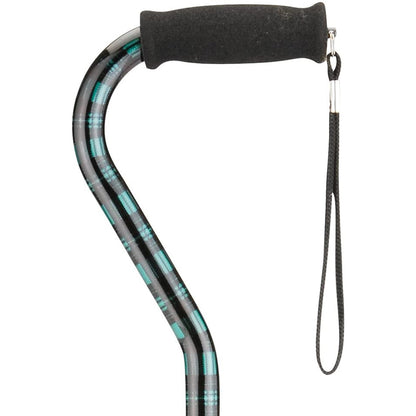 Cane with Offset Handle and Carrying Strap